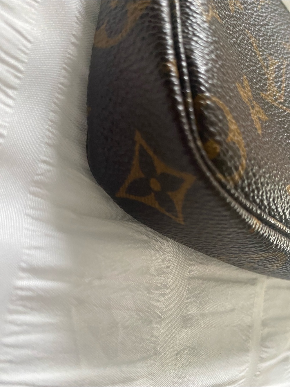 Louis Vuitton Brown Monogram Mini Pochette with Gold Chain - Picture 5 of 6